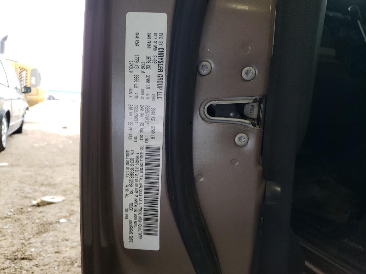 Photo 10 from auction – 2009 DODGE RAM 1500 with VIN 1D3HB18P39S812390