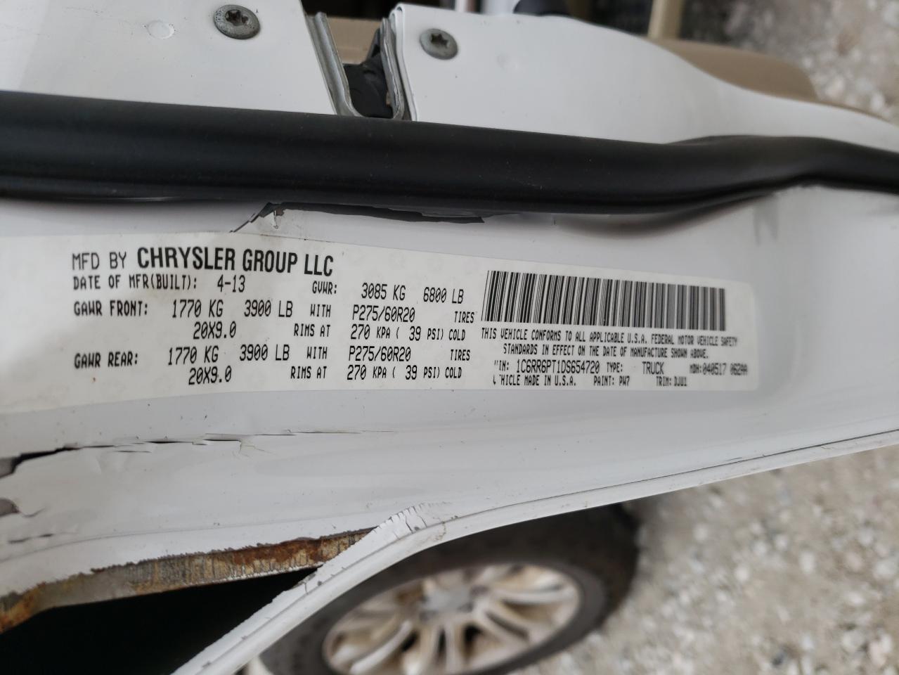 Photo 10 from auction – 2013 RAM 1500 LONGH with VIN 1C6RR6PT1DS654720