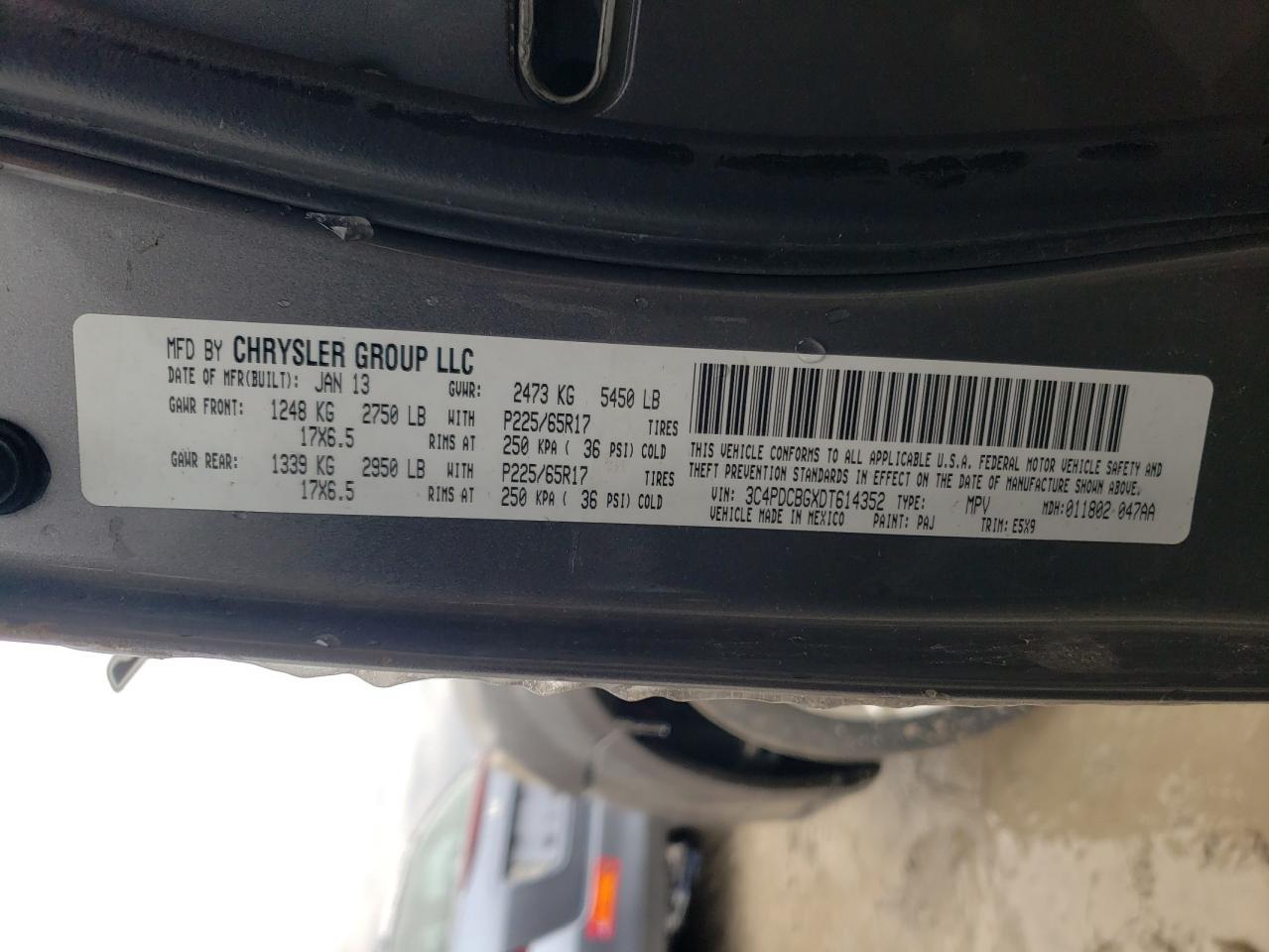 Photo 10 from auction – 2013 DODGE JOURNEY SX with VIN 3C4PDCBGXDT614352