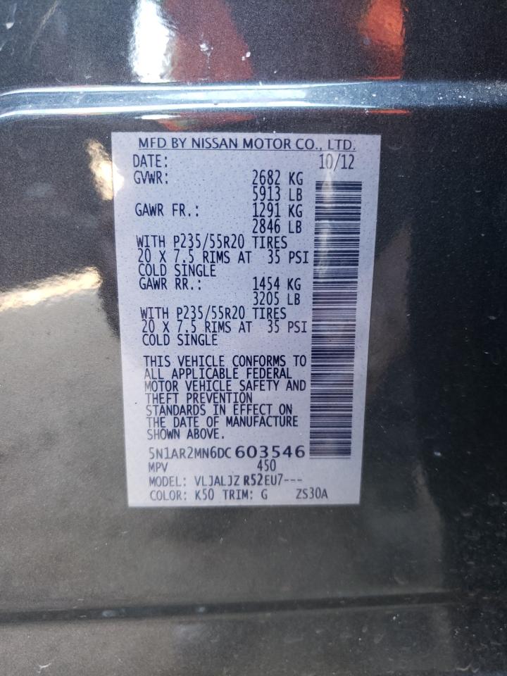 Photo 10 from auction – 2013 NISSAN PATHFINDER with VIN 5N1AR2MN6DC603546