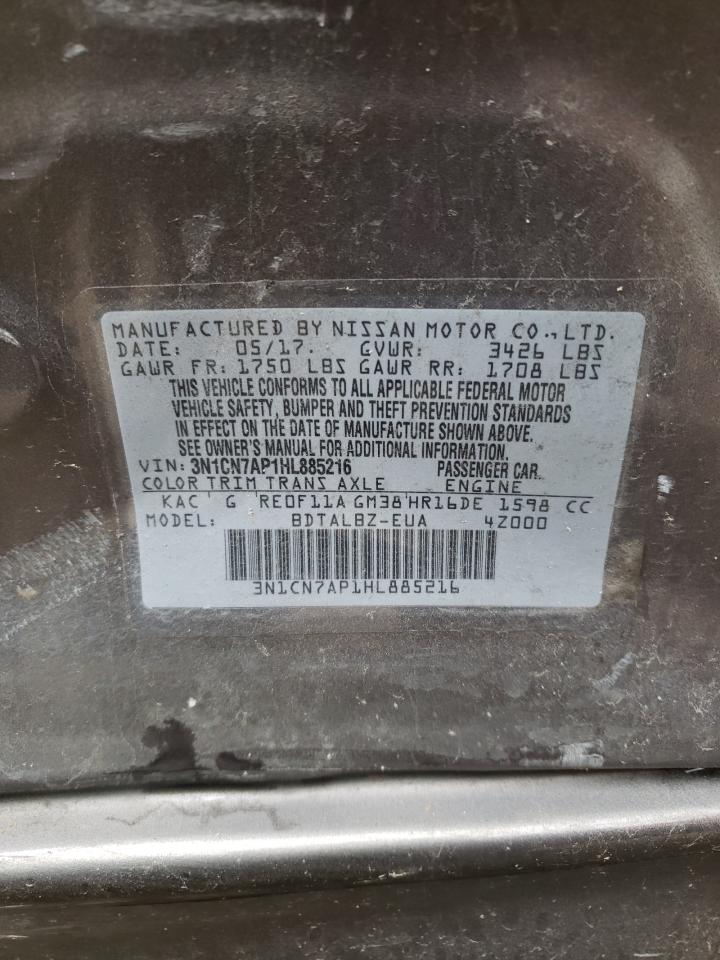 Photo 10 from auction – 2017 NISSAN VERSA S with VIN 3N1CN7AP1HL885216