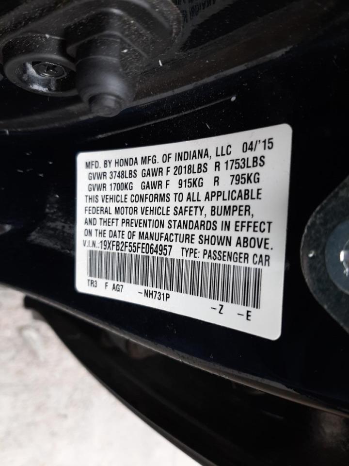 Photo 10 from auction – 2015 HONDA CIVIC LX with VIN 19XFB2F55FE064957