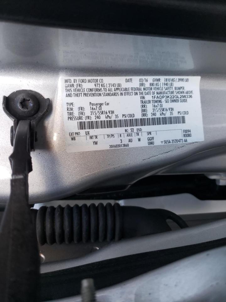 Photo 10 from auction – 2016 FORD FOCUS SE with VIN 1FADP3K22GL298336