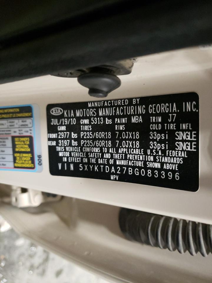 Photo 10 from auction – 2011 KIA SORENTO BA with VIN 5XYKTDA27BG083396
