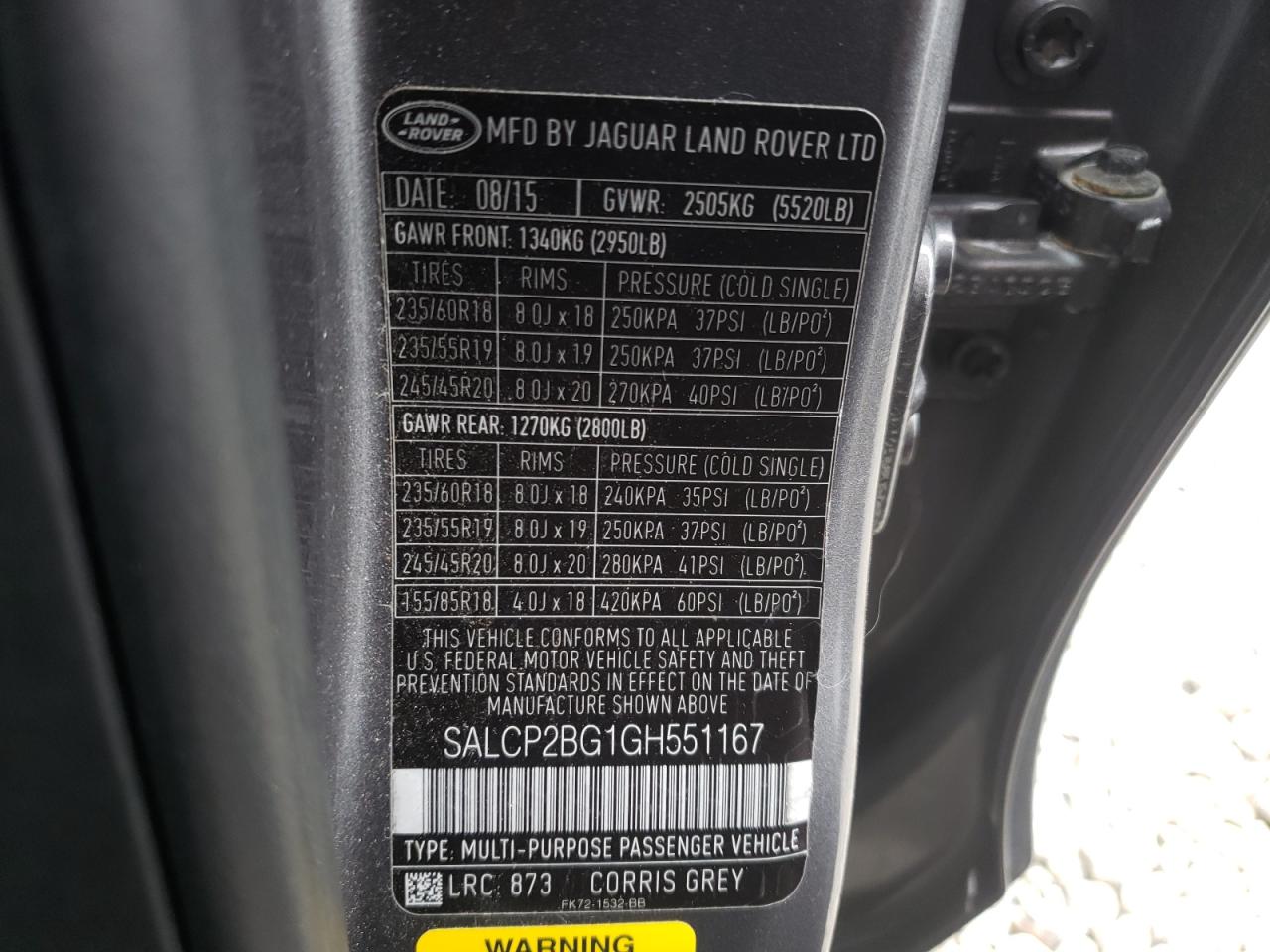 Photo 10 from auction – 2016 LAND ROVER DISCOVERY with VIN SALCP2BG1GH551167