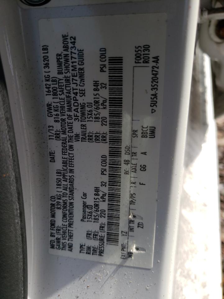 Photo 10 from auction – 2014 FORD FIESTA S with VIN 3FADP4TJ7EM177342