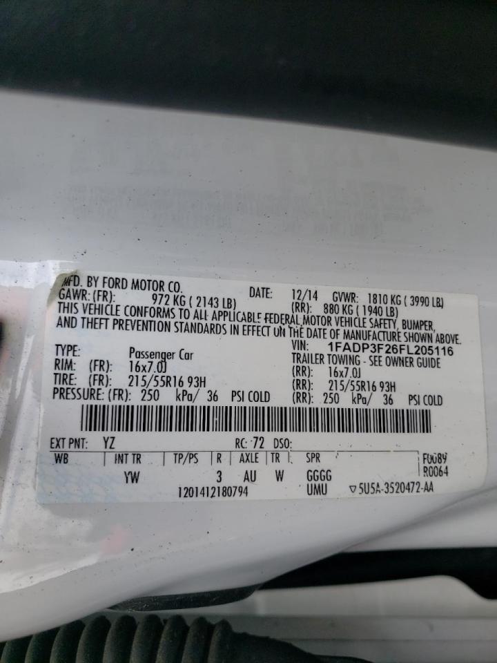 Photo 10 from auction – 2015 FORD FOCUS SE with VIN 1FADP3F26FL205116