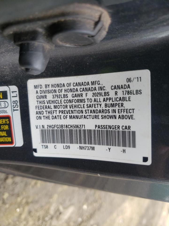 Photo 10 from auction – 2012 HONDA CIVIC EXL with VIN 2HGFG3B18CH506271