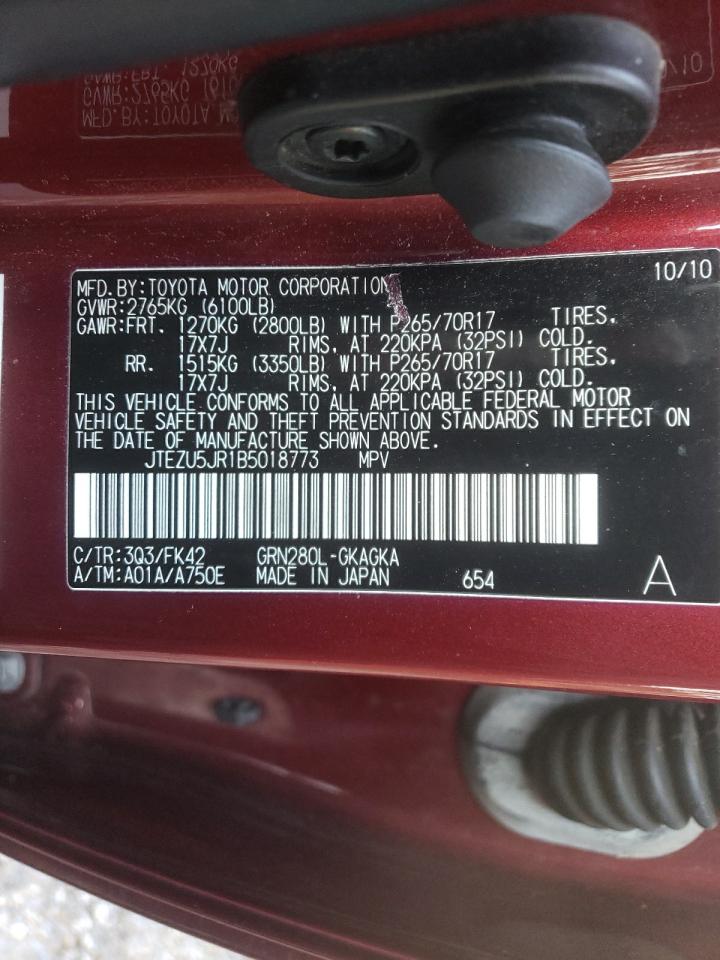 Zdjęcie 10 z aukcji – 2011 TOYOTA 4RUNNER SR z VIN JTEZU5JR1B5018773