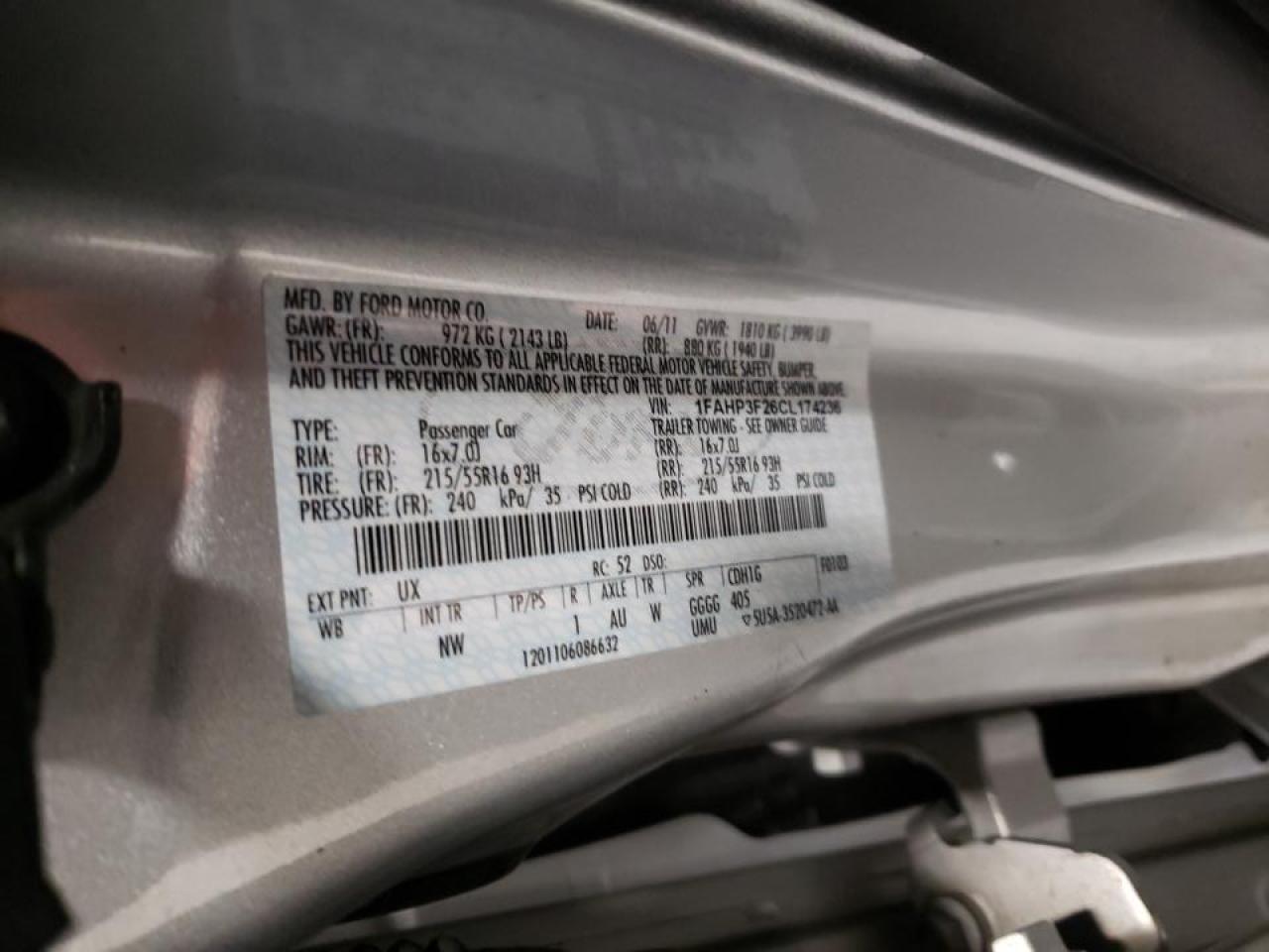 Photo 10 from auction – 2012 FORD FOCUS SE with VIN 1FAHP3F26CL174236