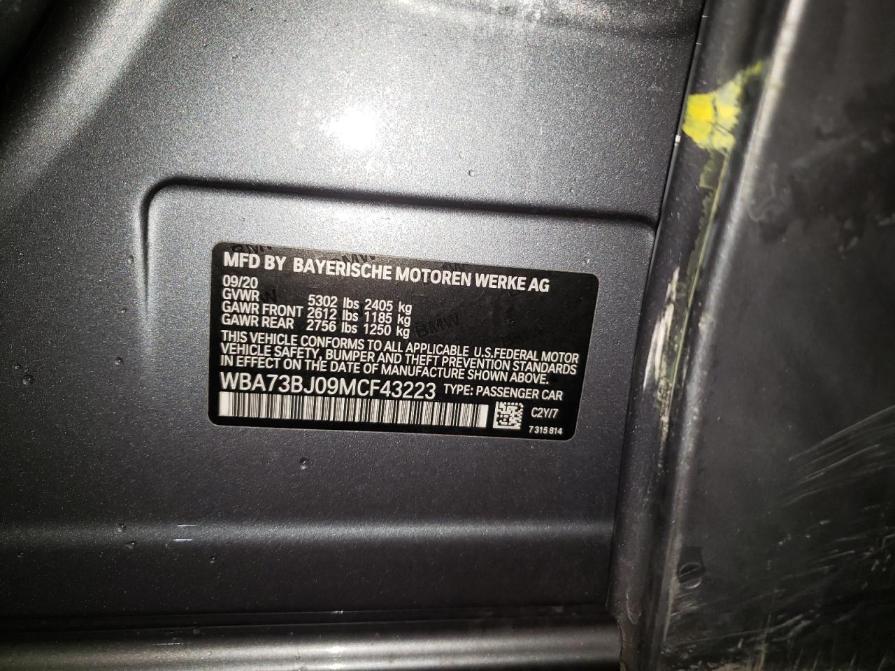 Photo 10 from auction – 2021 BMW 540 XI with VIN WBA73BJ09MCF43223