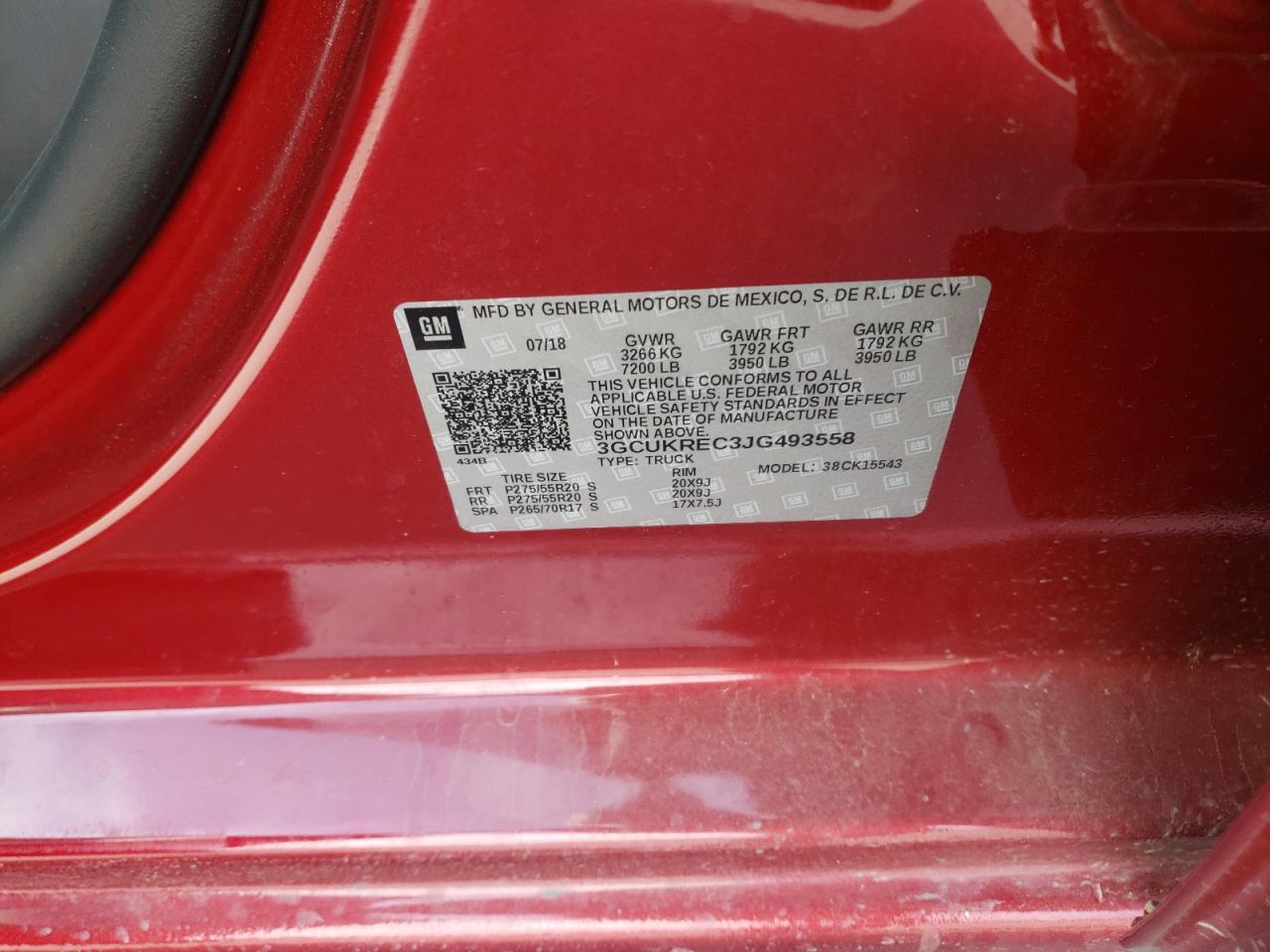 Photo 10 from auction – 2018 CHEVROLET SILVERADO with VIN 3GCUKREC3JG493558