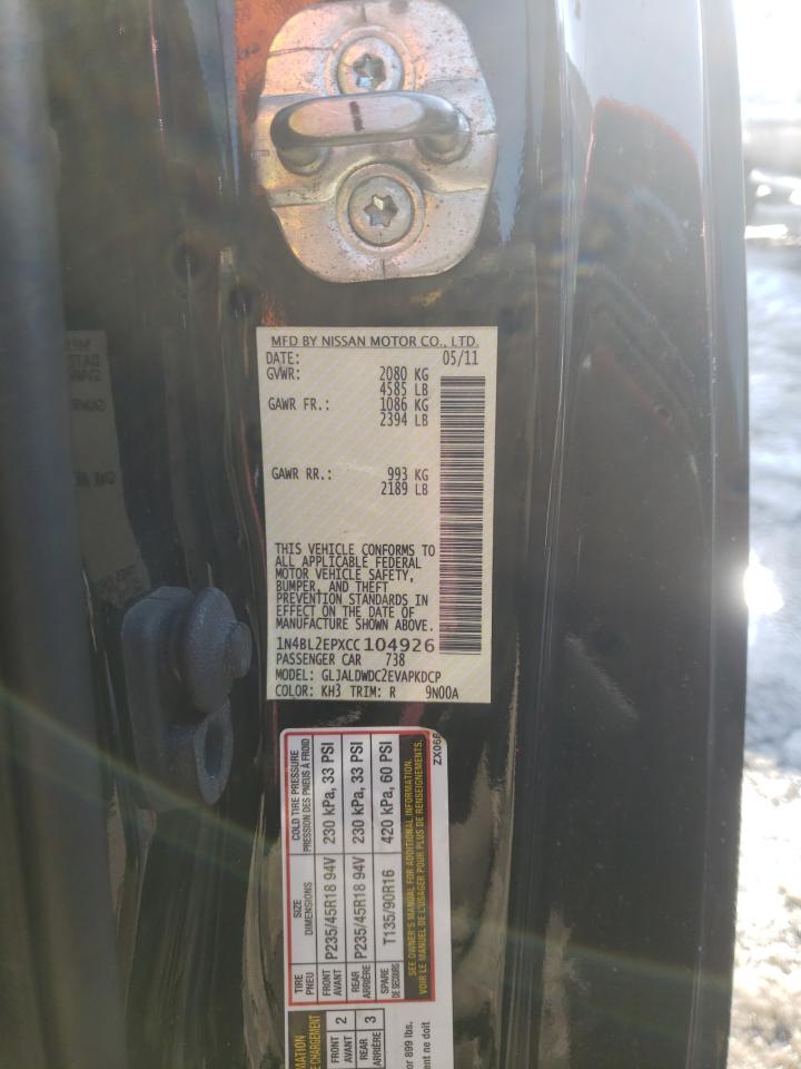 Photo 10 from auction – 2012 NISSAN ALTIMA SR with VIN 1N4BL2EPXCC104926