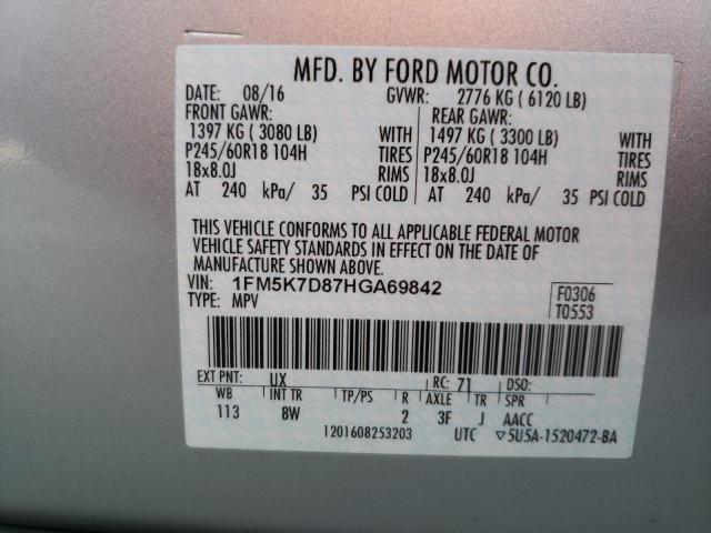 Photo 10 from auction – 2017 FORD EXPLORER X with VIN 1FM5K7D87HGA69842