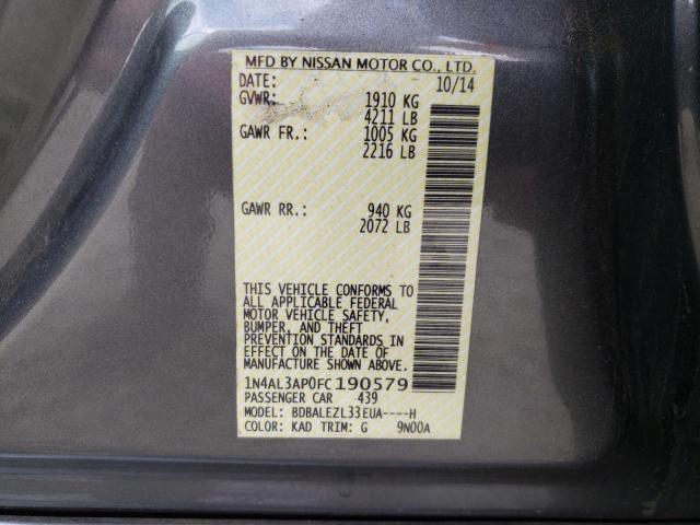 Photo 10 from auction – 2015 NISSAN ALTIMA 2.5 with VIN 1N4AL3AP0FC190579