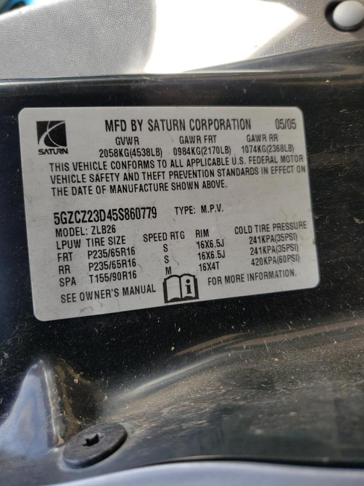 Photo 10 from auction – 2005 SATURN VUE with VIN 5GZCZ23D45S860779