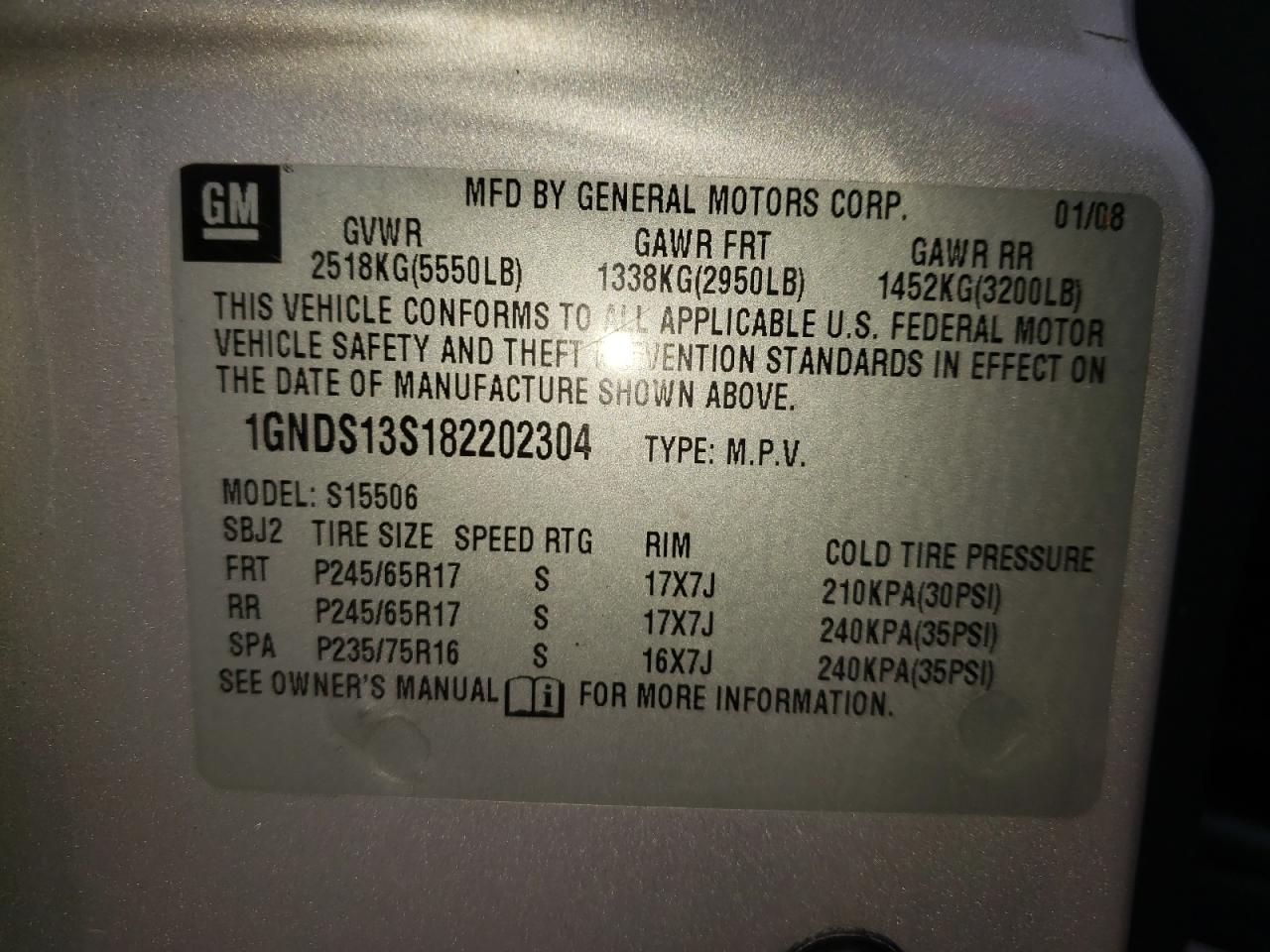 Photo 10 from auction – 2008 CHEVROLET TRAILBLAZE with VIN 1GNDS13S182202304