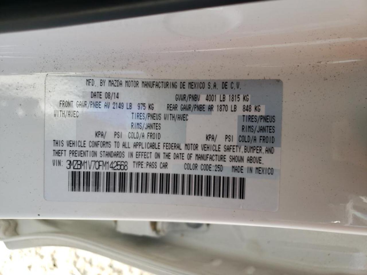 Photo 10 from auction – 2015 MAZDA 3 TOURING with VIN 3MZBM1V70FM142568