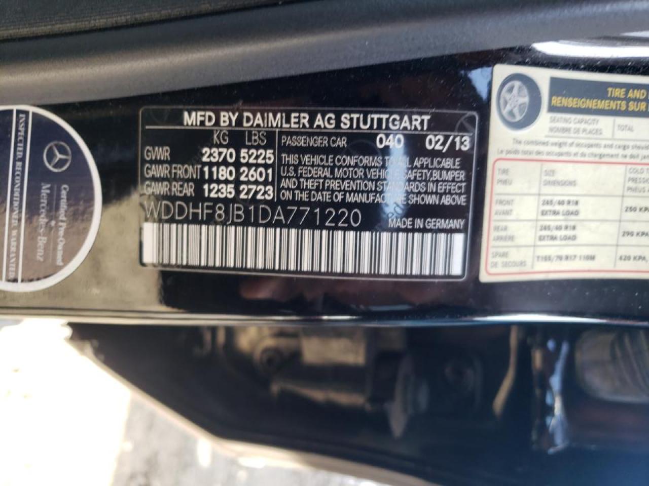 Photo 10 from auction – 2013 MERCEDES-BENZ E 350 4MAT with VIN WDDHF8JB1DA771220