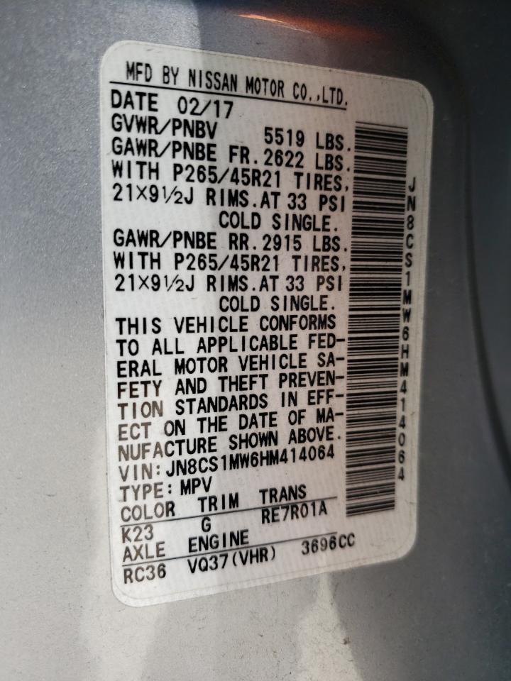 Photo 10 from auction – 2017 INFINITI QX70 with VIN JN8CS1MW6HM414064
