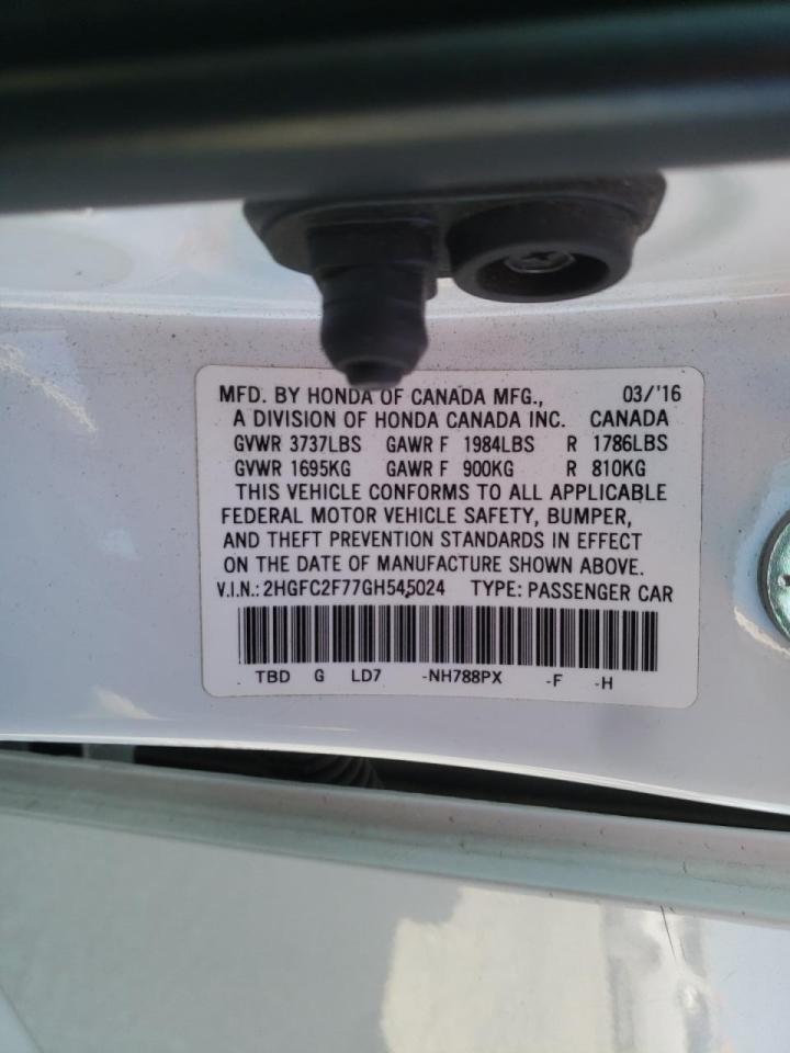 Photo 10 from auction – 2016 HONDA CIVIC EX with VIN 2HGFC2F77GH545024