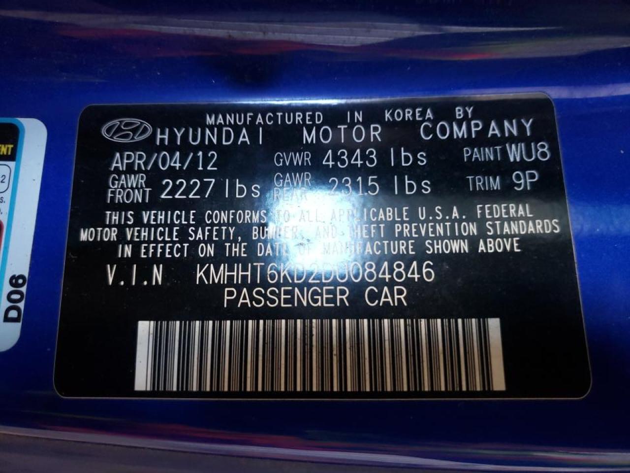 Photo 10 from auction – 2013 HYUNDAI GENESIS CO with VIN KMHHT6KD2DU084846