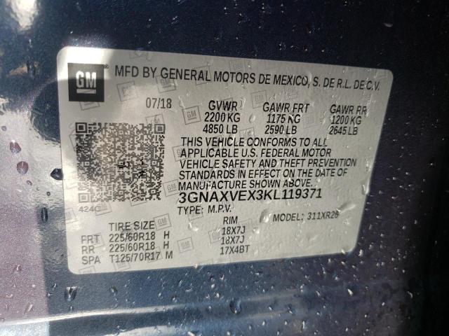 Photo 10 from auction – 2019 CHEVROLET EQUINOX LT with VIN 3GNAXVEX3KL119371