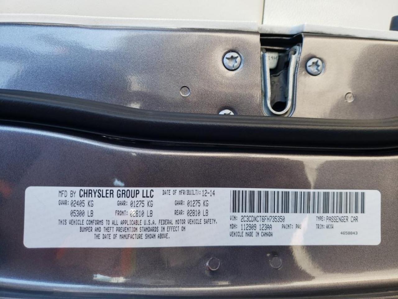 Photo 10 from auction – 2015 DODGE CHARGER R/ with VIN 2C3CDXCT6FH735350
