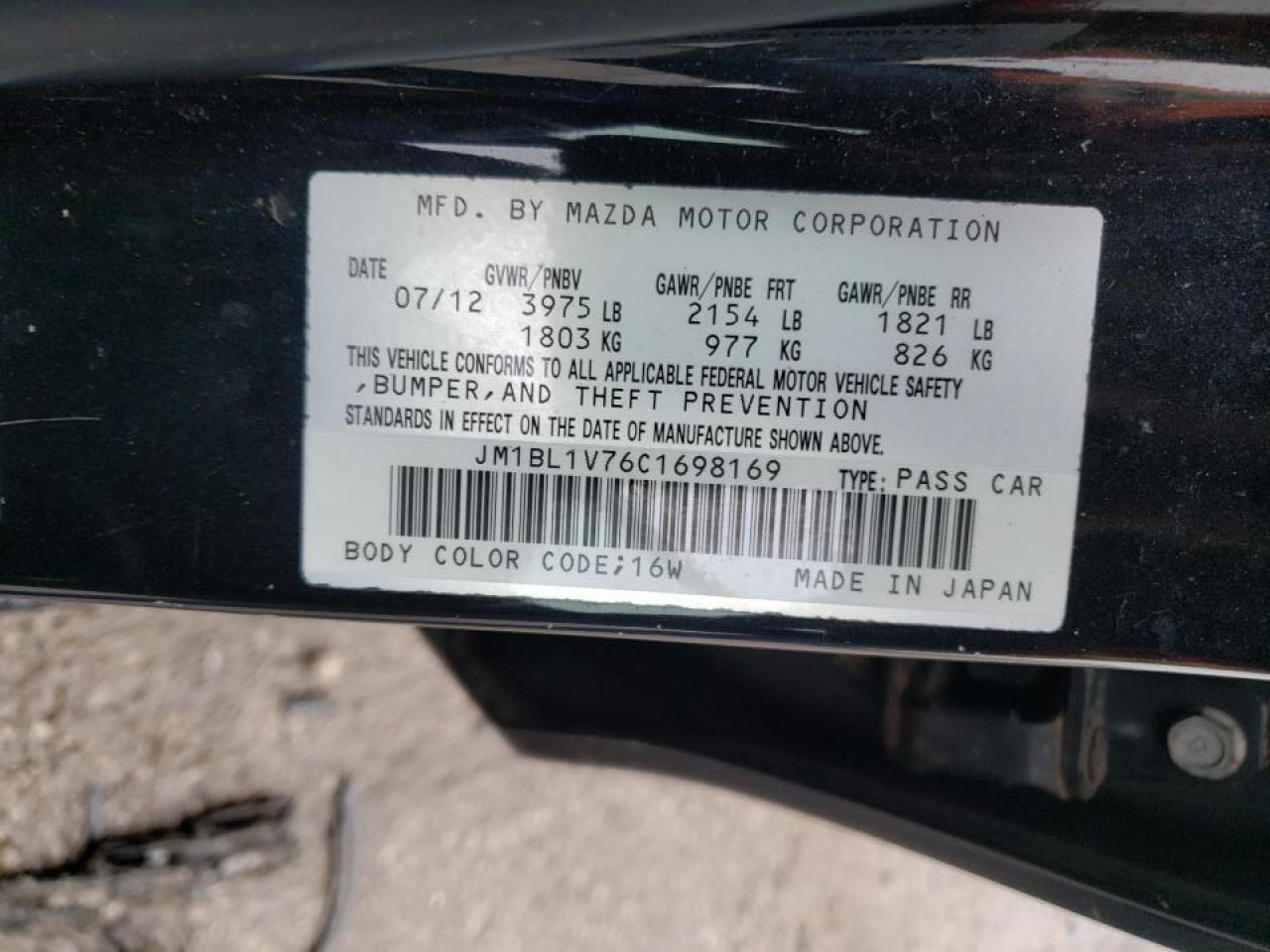 Photo 10 from auction – 2012 MAZDA 3 I with VIN JM1BL1V76C1698169