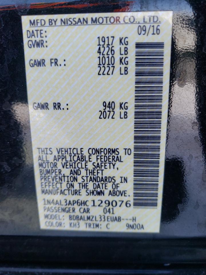 Photo 10 from auction – 2017 NISSAN ALTIMA with VIN 1N4AL3AP6HC129076