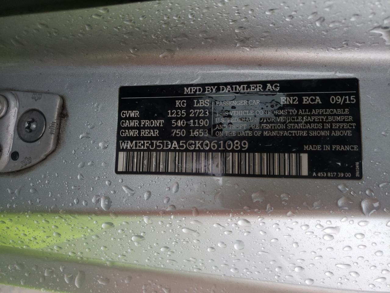 Photo 10 from auction – 2016 SMART FORTWO with VIN WMEFJ5DA5GK061089