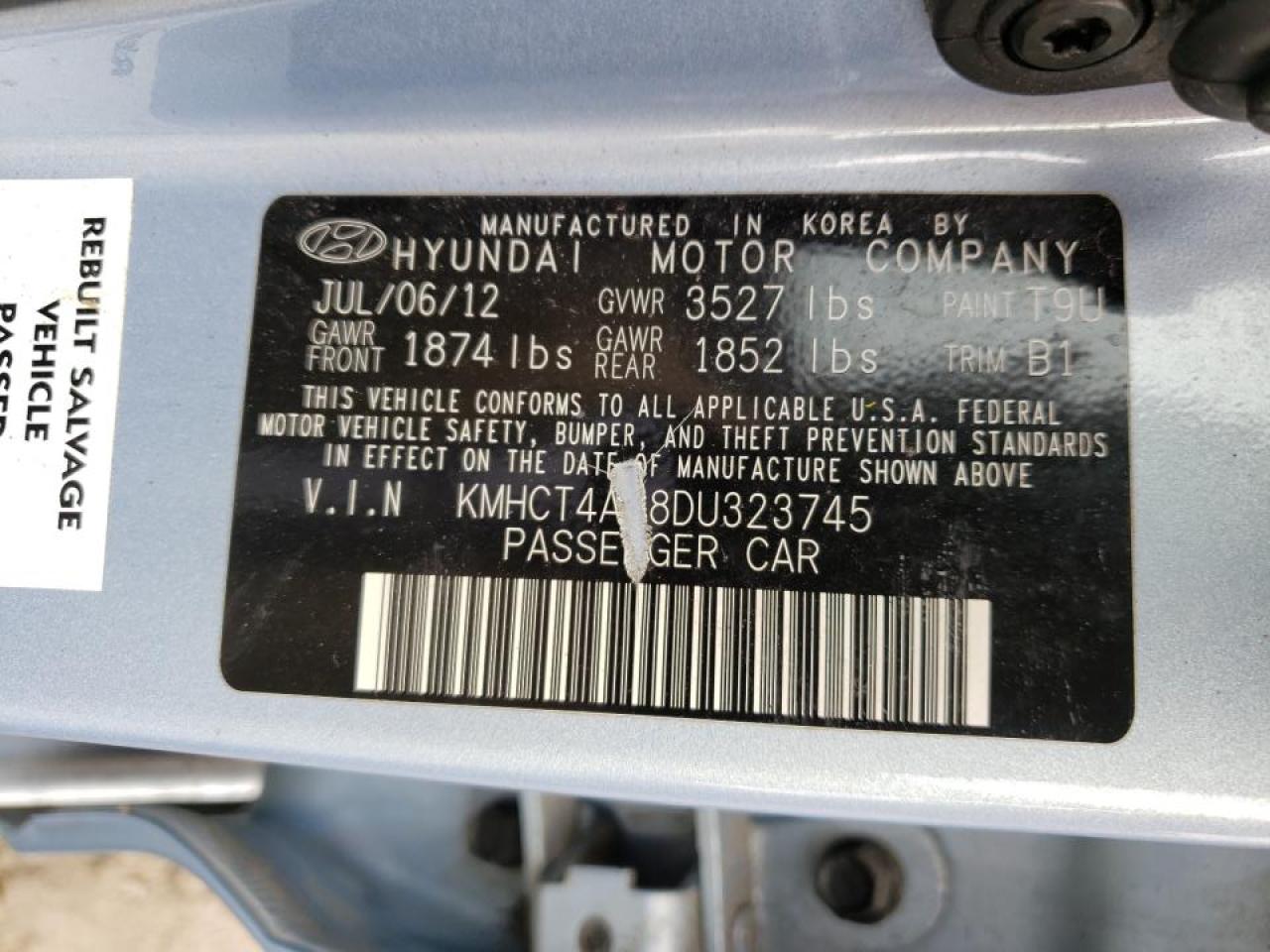 Photo 10 from auction – 2013 HYUNDAI ACCENT GLS with VIN KMHCT4AE8DU323745