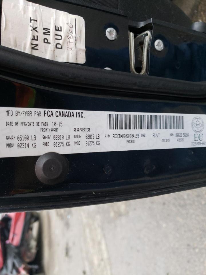 Photo 10 from auction – 2016 DODGE CHARGER SX with VIN 2C3CDXHG0GH104199