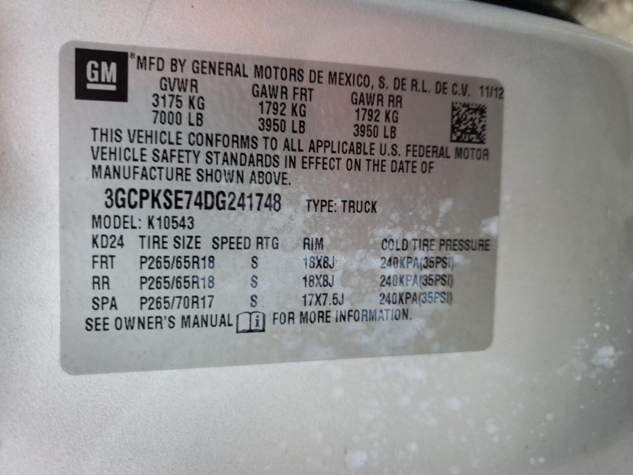 Photo 10 from auction – 2013 CHEVROLET SILVERADO with VIN 3GCPKSE74DG241748