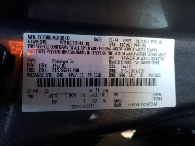 Photo 10 from auction – 2014 FORD FOCUS SE with VIN 1FADP3F23EL324739