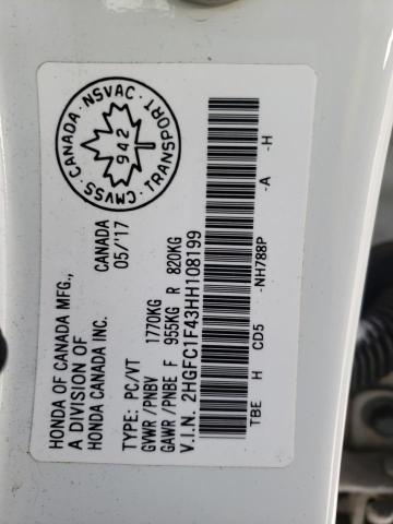 Photo 10 from auction – 2017 HONDA CIVIC EX with VIN 2HGFC1F43HH108199
