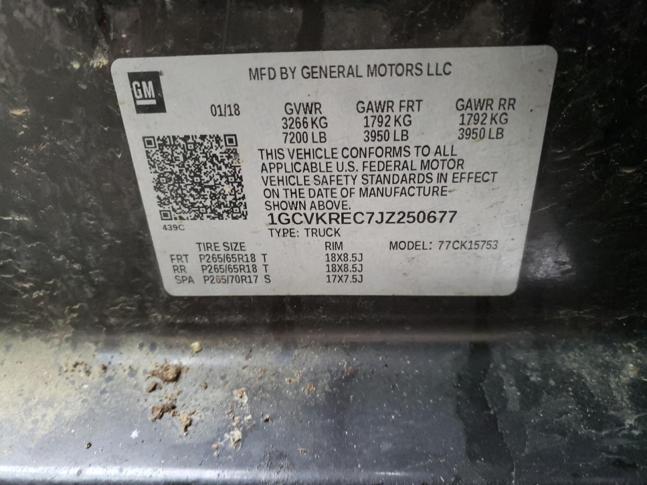 Photo 10 from auction – 2018 CHEVROLET SILVERADO with VIN 1GCVKREC7JZ250677