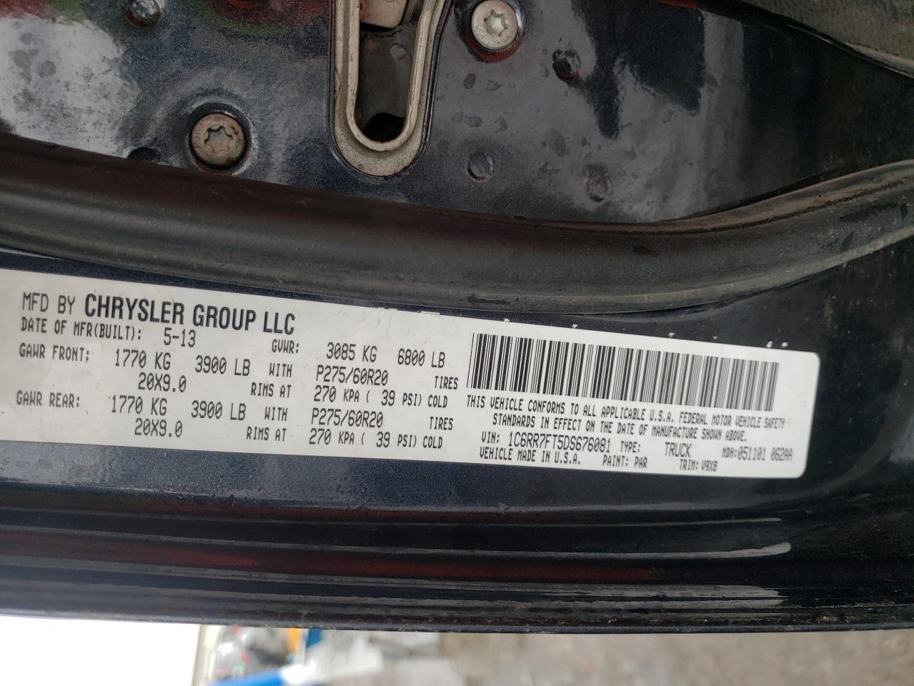 Photo 10 from auction – 2013 RAM 1500 ST with VIN 1C6RR7FT5DS676081