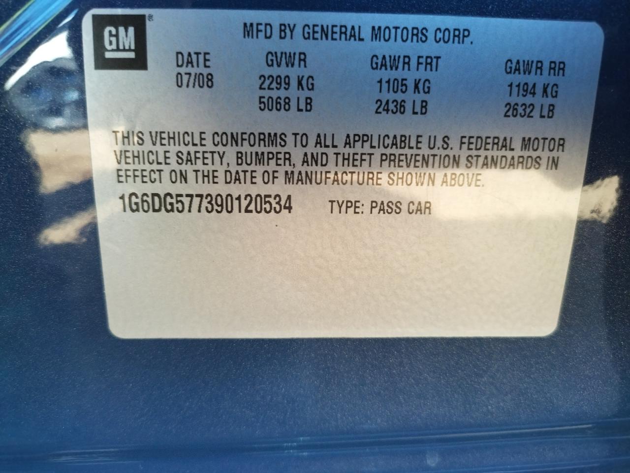Photo 10 from auction – 2009 CADILLAC CTS with VIN 1G6DG577390120534