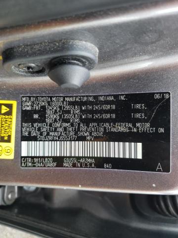 Photo 10 from auction – 2018 TOYOTA HIGHLANDER with VIN 5TDJZRFH4JS553177
