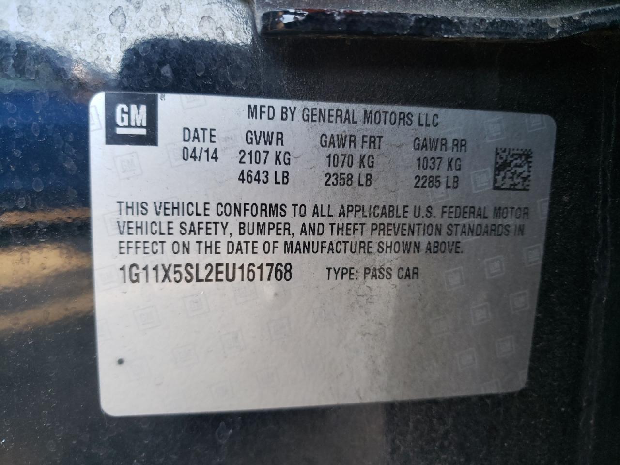 Photo 10 from auction – 2014 CHEVROLET IMPALA LS with VIN 1G11X5SL2EU161768
