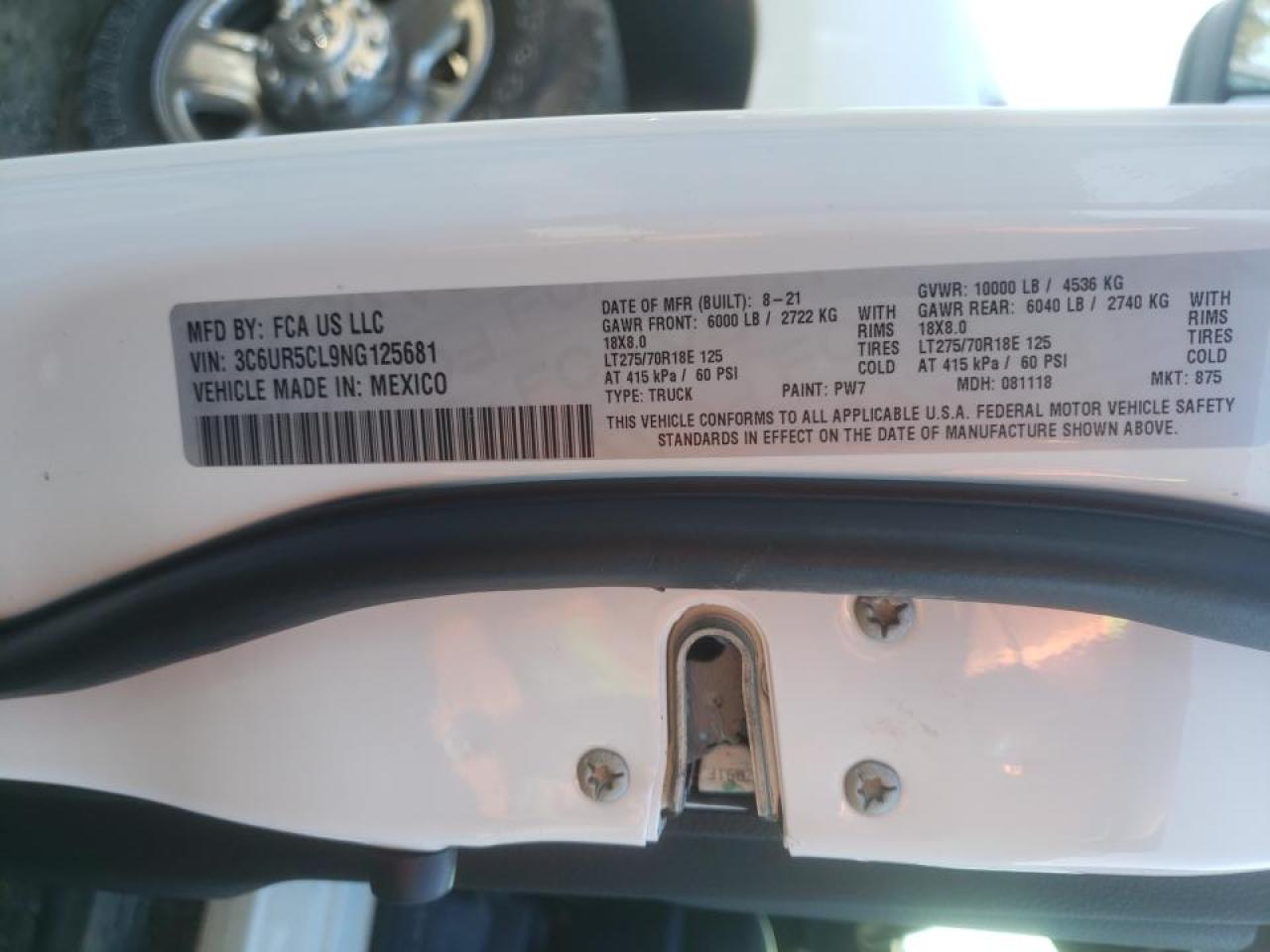 Photo 10 from auction – 2022 RAM 2500 TRADE with VIN 3C6UR5CL9NG125681