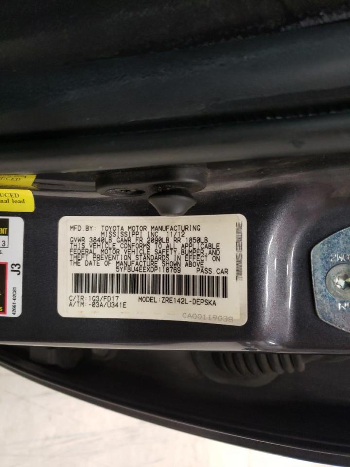 Photo 10 from auction – 2013 TOYOTA COROLLA BA with VIN 5YFBU4EEXDP118769