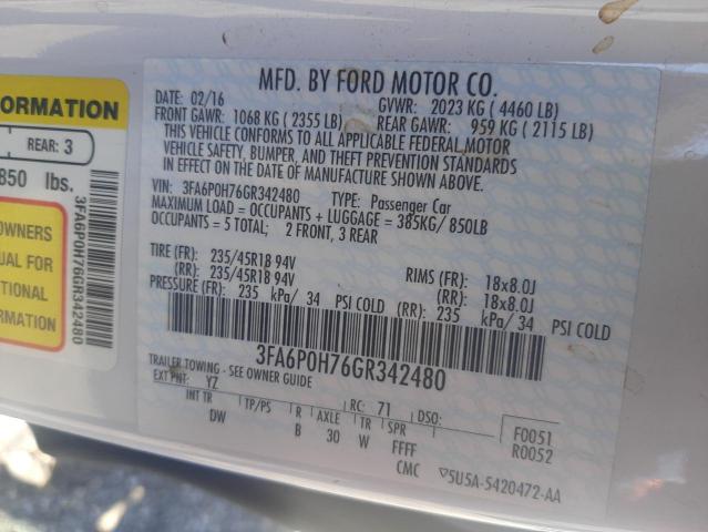 Photo 10 from auction – 2016 FORD FUSION SE with VIN 3FA6P0H76GR342480