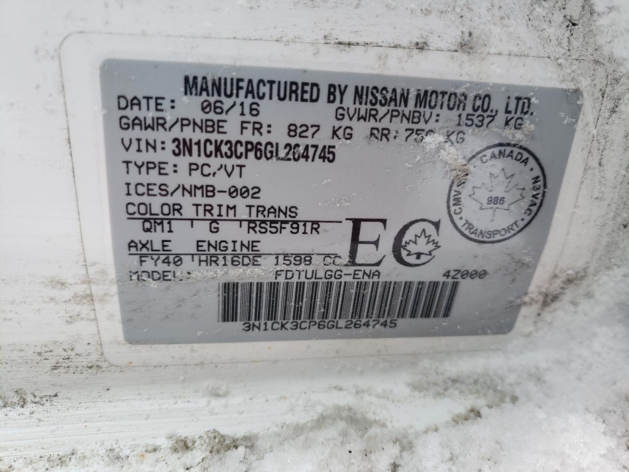 Photo 10 from auction – 2016 NISSAN MICRA with VIN 3N1CK3CP6GL264745
