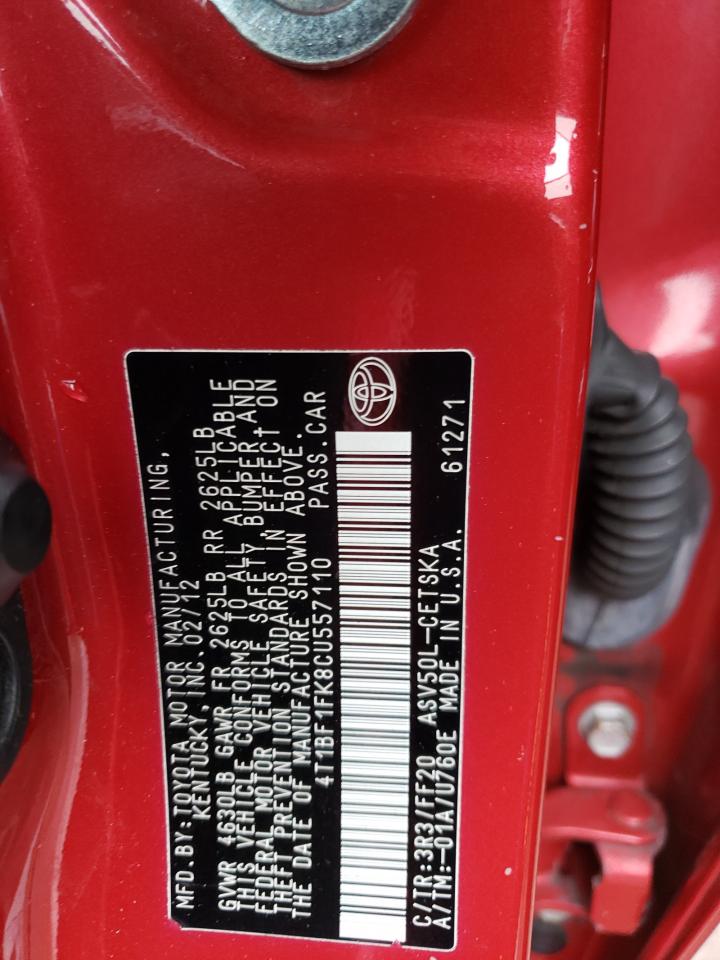 Photo 10 from auction – 2012 TOYOTA CAMRY BASE with VIN 4T1BF1FK8CU557110
