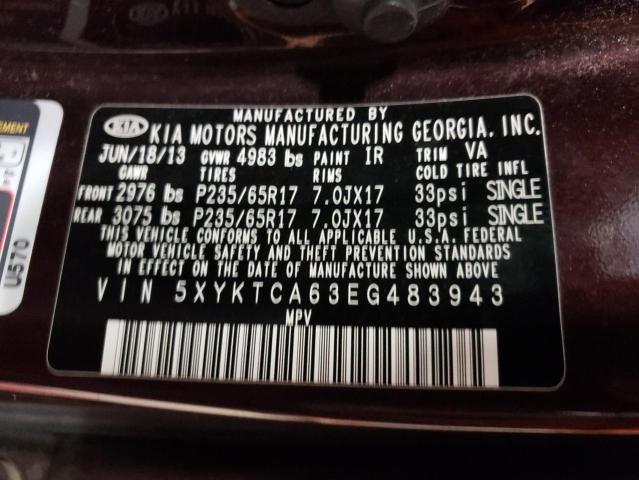 Photo 10 from auction – 2014 KIA SORENTO LX with VIN 5XYKTCA63EG483943