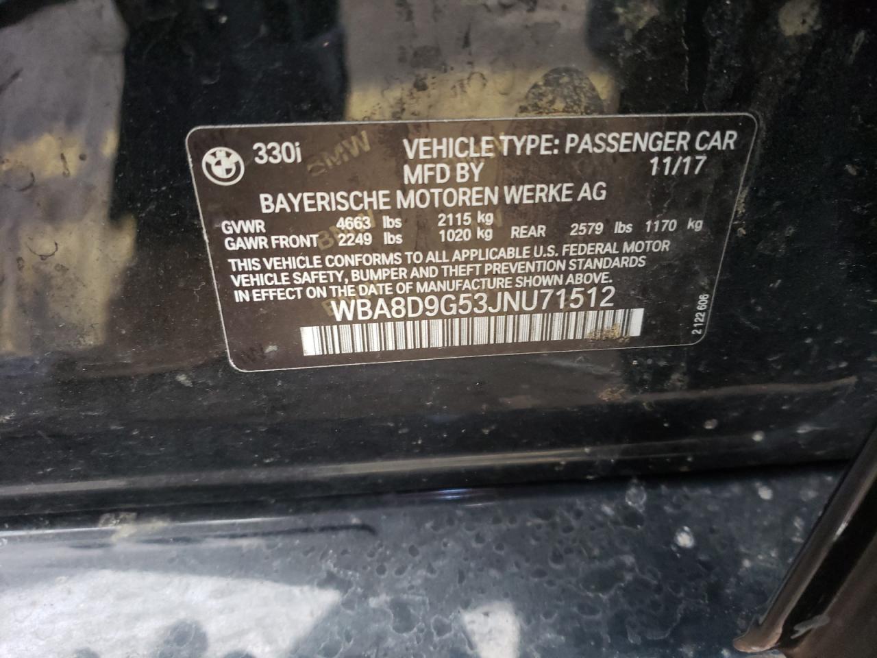 Photo 10 from auction – 2018 BMW 330 XI with VIN WBA8D9G53JNU71512