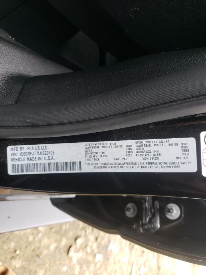 Photo 10 from auction – 2020 RAM 1500 LARAM with VIN 1C6SRFJT7LN320103