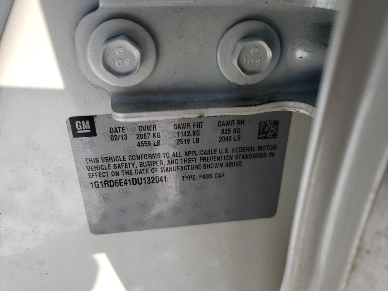 Photo 10 from auction – 2013 CHEVROLET VOLT with VIN 1G1RD6E41DU132041